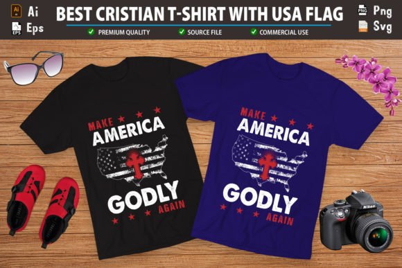 Christian T-shirt Designs with USA Flag